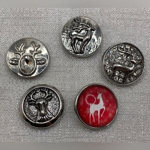 SALE - REINDEER BUNDLE - Snap Button Charms - Set of 5 - 18mm/20mm